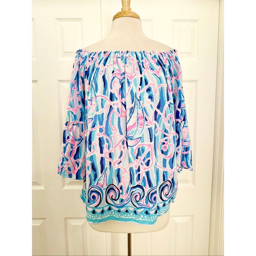 NWT Lilly Pulitzer Nevie Off Shoulder Reel Nauti Top L Anchors